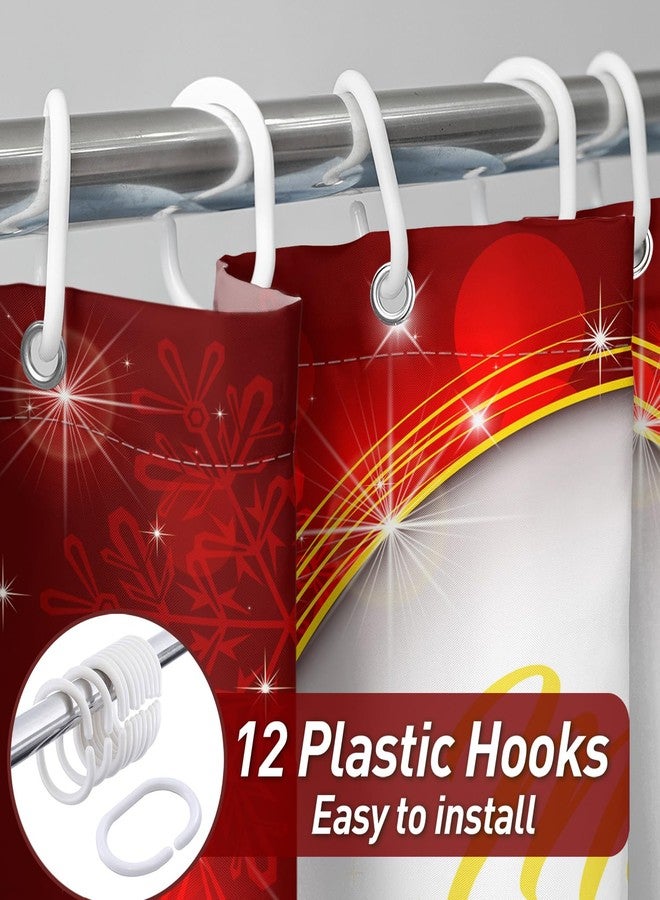 Roszwtit Merry Christmas Shower Curtain 72x72 Inch, Christmas Shower Curtains for Bathroom, Winter Xmas Holiday Home Decor Waterproof Fabric with Hooks - Image 3